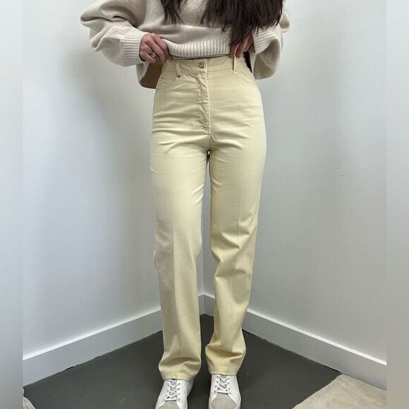 St. John Vintage Cream Pastel Yellow High Rise Straight Leg Pants Size 4 - Picture 2 of 9